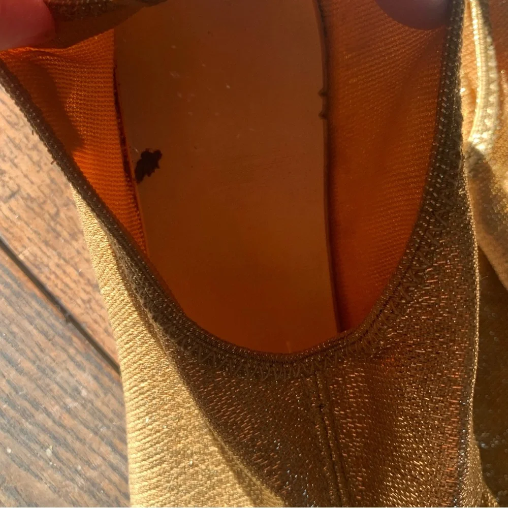 Vintage 60s gold lame lurex sparkling party ballet flats - Picture 7 of 9